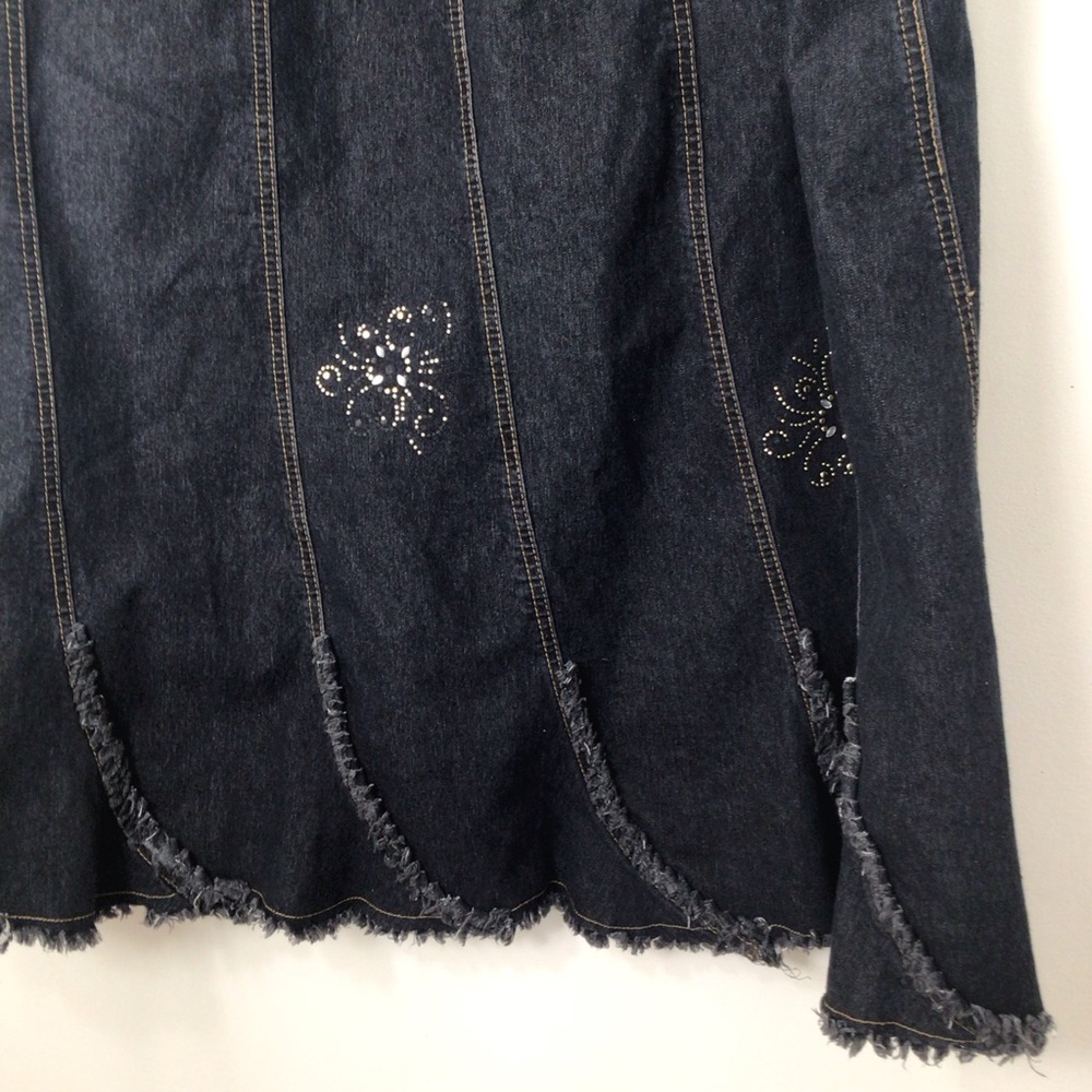 Impressions Dark Blue A-Line Skirt with Floral Embroidery xxl - Picture 3 of 6